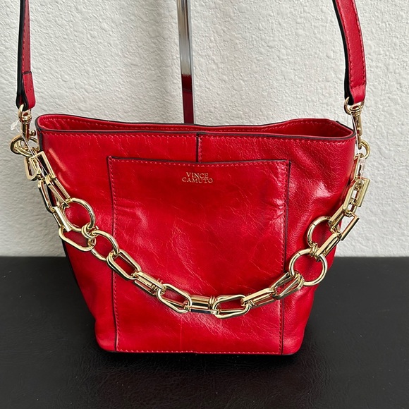 Vince Camuto Leather Bucket Bag with Chain Strap - Ivy - Picture 2 of 8